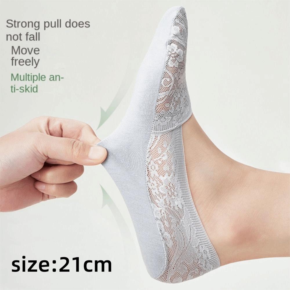 Breathable Fabric Invisible Socks Lace Design Non-Slip Socks Transparent Low Cut Socks  Summer Wear