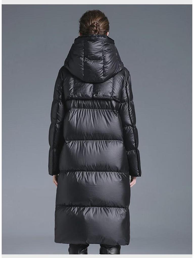 2024 Europäische und amerikanische Damen-Daunenjacke aus 90 % weißer Ente: Langer, warmer, lockerer und modischer Wintermantel