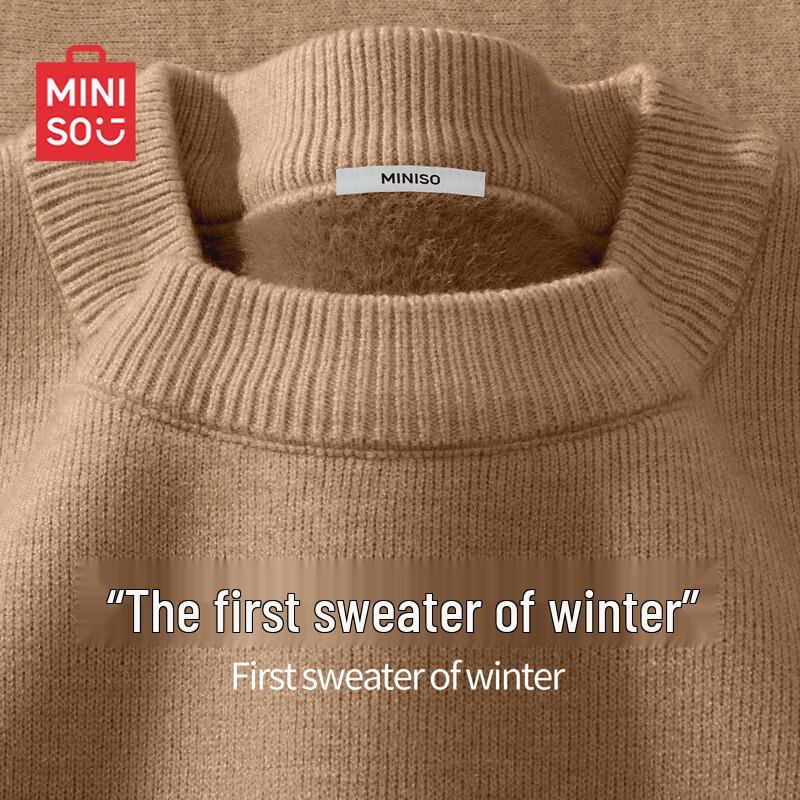 MINISO Men's Fleece-Lined Round Neck Sweater