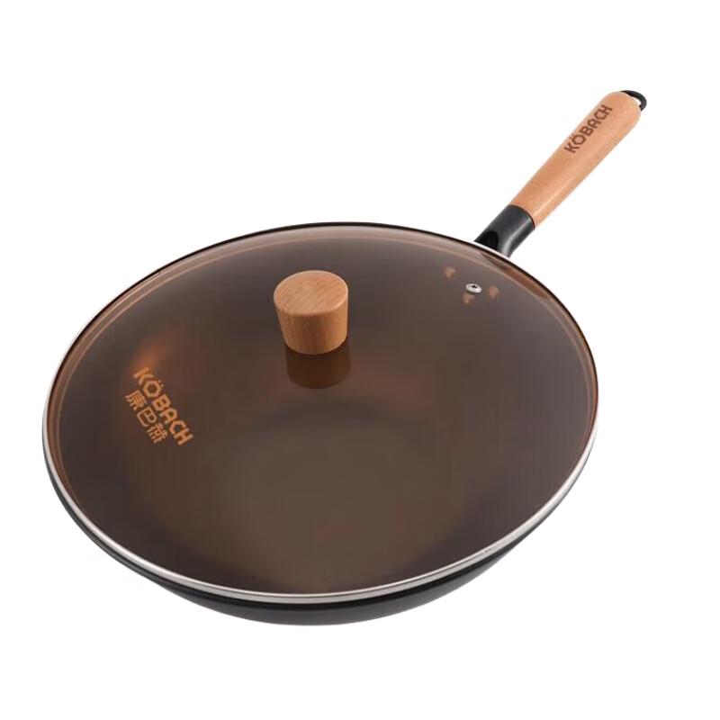Kangbach 32cm Flat-Bottom Iron Wok with Lid
