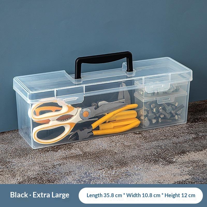 1Pcs Portable Large Capacity Transparent Handheld Toolbox Thickened Plastic Hardware Tool Storage Box With Handle