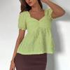 Maglietta da Donna con Scollo a V alla Moda Minimalista con Maniche a Sbuff