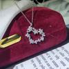 Women Sparkling Floral Heart Pendant Necklace Elegant Openwork Heart Shaped Statement Jewelry for Daily Wear and Gifting