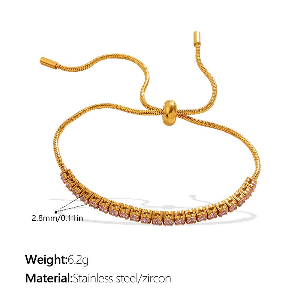 Stacked versatile gold drawstring bracelet exquisite shining adjustable diamond-encrusted jewelry