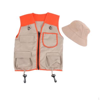 Kids Explorer Vest and Hat Costumes Set Party Outdoor Activity Adventure Clothing for Young