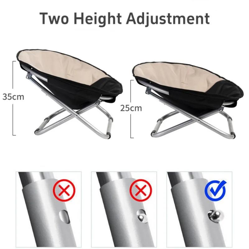 Portable pet moon chair outdoor camping cat dog foldable bed adjustable height elevated bed thick warm seat cover
