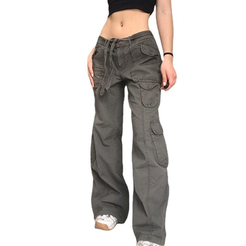 Women's Cross-Border E-commerce Wide-Leg Multi-Pocket Work Jeans