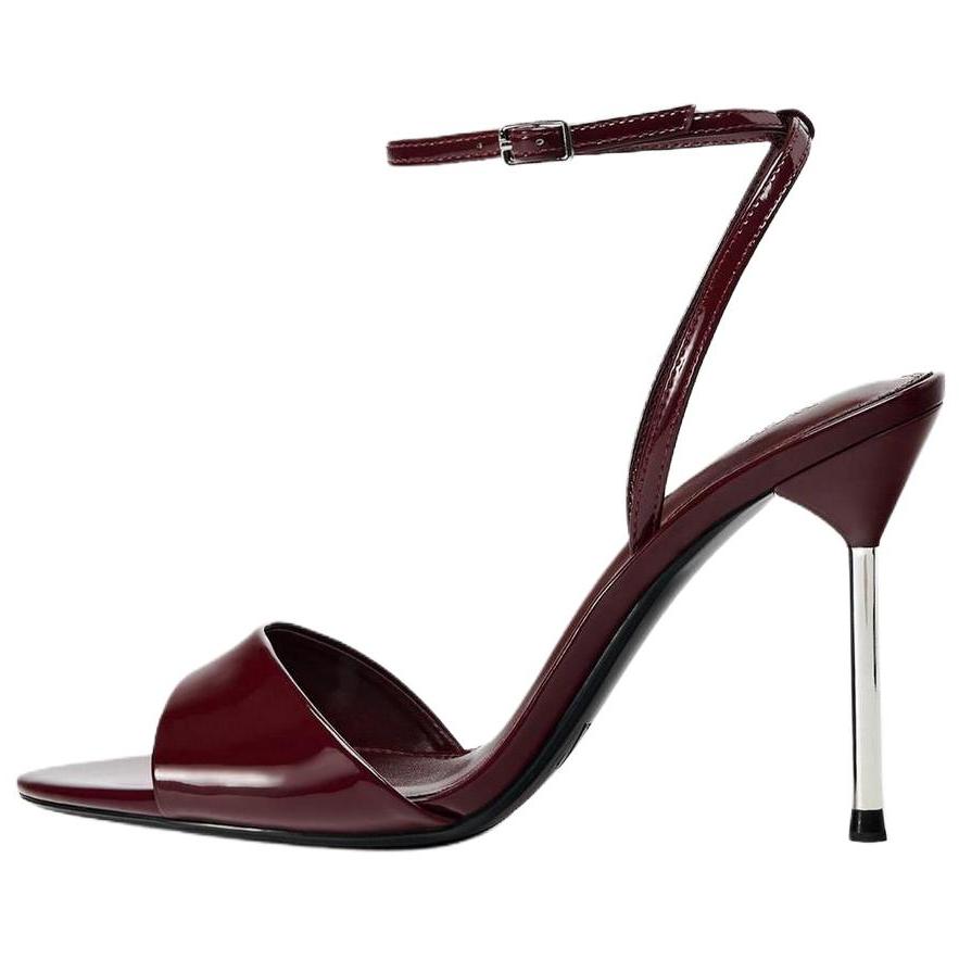 Zara Fashionable High Heel One Strap Sandals 10cm Women Sandals Red 13810510624 39