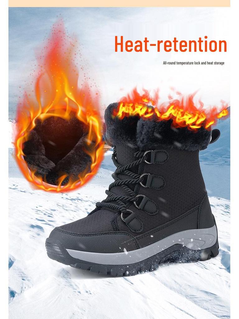 2025 Women's Mid-Calf Snow Boots with Fleece Lining, Thickened Cotton, Plus Sizes Available
