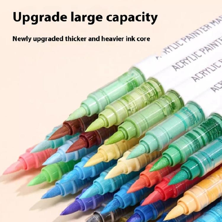 9 Color Acrylic Paint Pen with Brush Tip Liquid Acrylic Paint Marker Pen for Journaling Painting Coloring Card Making