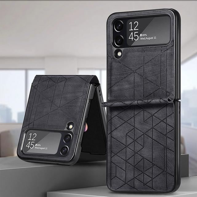 Pro Sumsung Z Flip3 Case Luxusní Splicing Leather Texture Kryt na telefon Samsung Galaxy Z Flip3 Flip3 5g nárazuvzdorný nárazník Coque