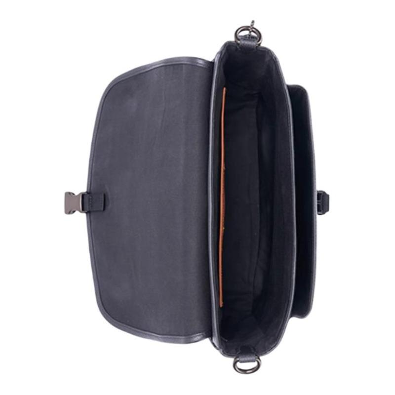 Coach Charter 30 Classic Logo Print Portable Cow Leather Envelope Bag Crossbody Shoulder Bag Large Men's Charcoal Gray
