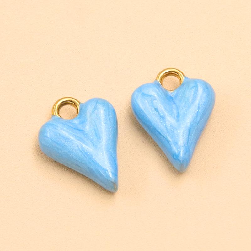 6 Color 12x16mm Stainless Steel Enamel Heart Pendant for DIY Jewelry - Handmade & Colorfast