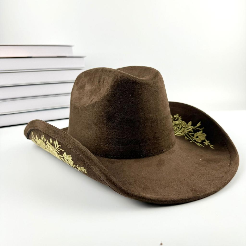 JYL TS DIY High End Cowboy Hat Leather Band Riding Cap Suede Fabric