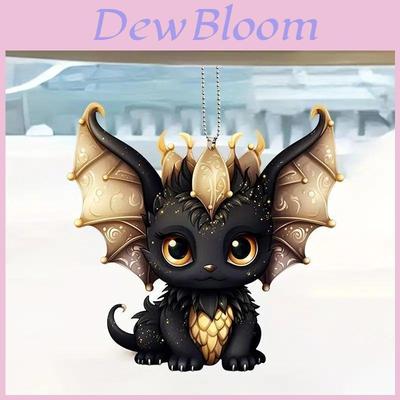 Car Decor Acrylic Flat Surface Black Dragon Pendant With Cartoon Style For Vehicle Interior Enhancement