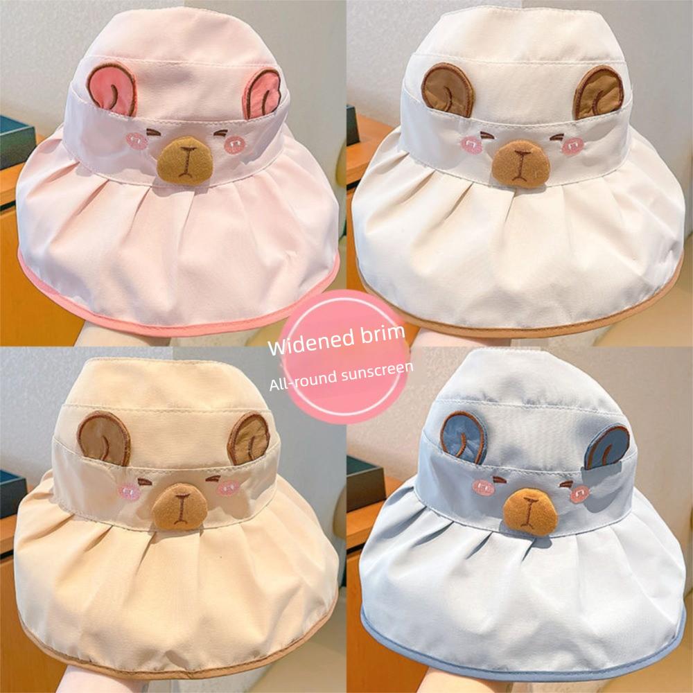 Open Top UV Protection Hat Cartoon Kapibala Large Brim Hat Children's Sun Hat For Boys And Girls