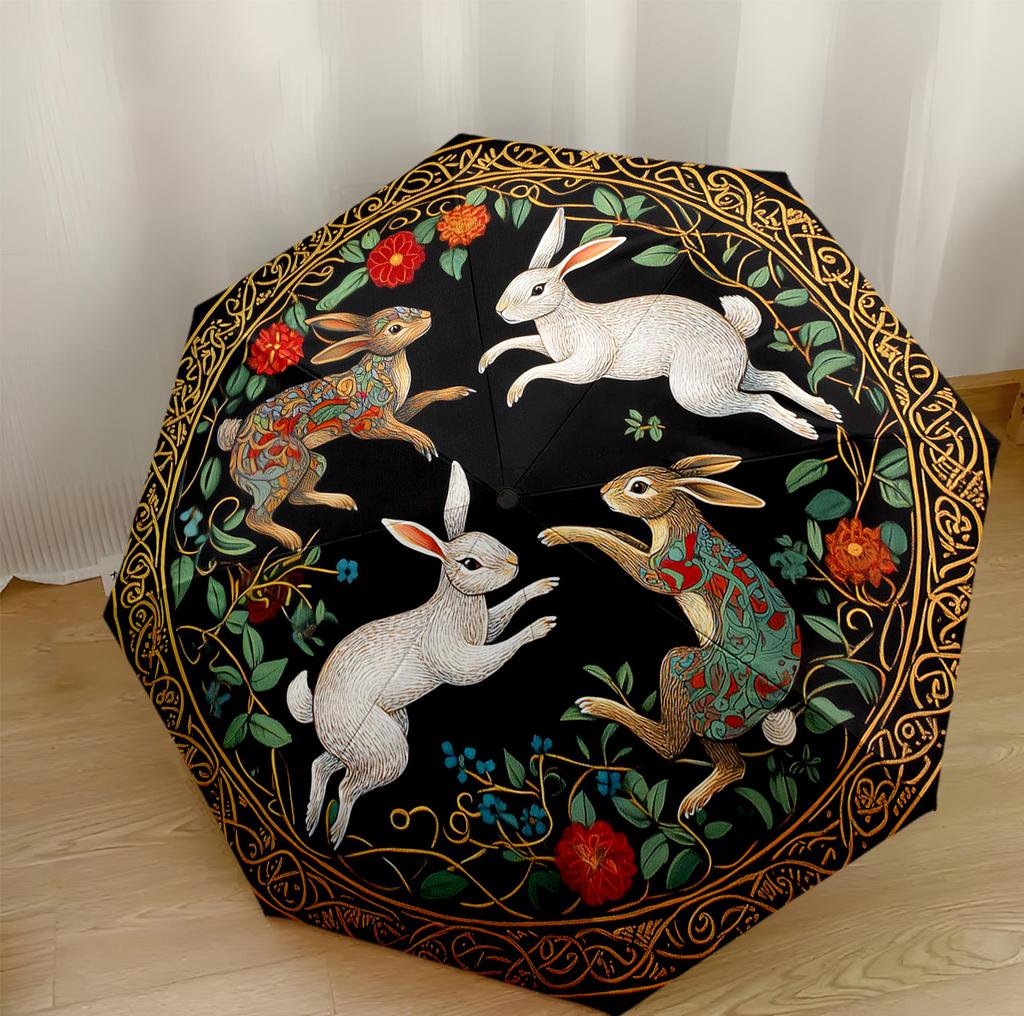 Rabbit Compact Travel Automatic Umbrella Retractable Design with 8-Rib Durability Foldable Design Travel Essential Stylish Accessory