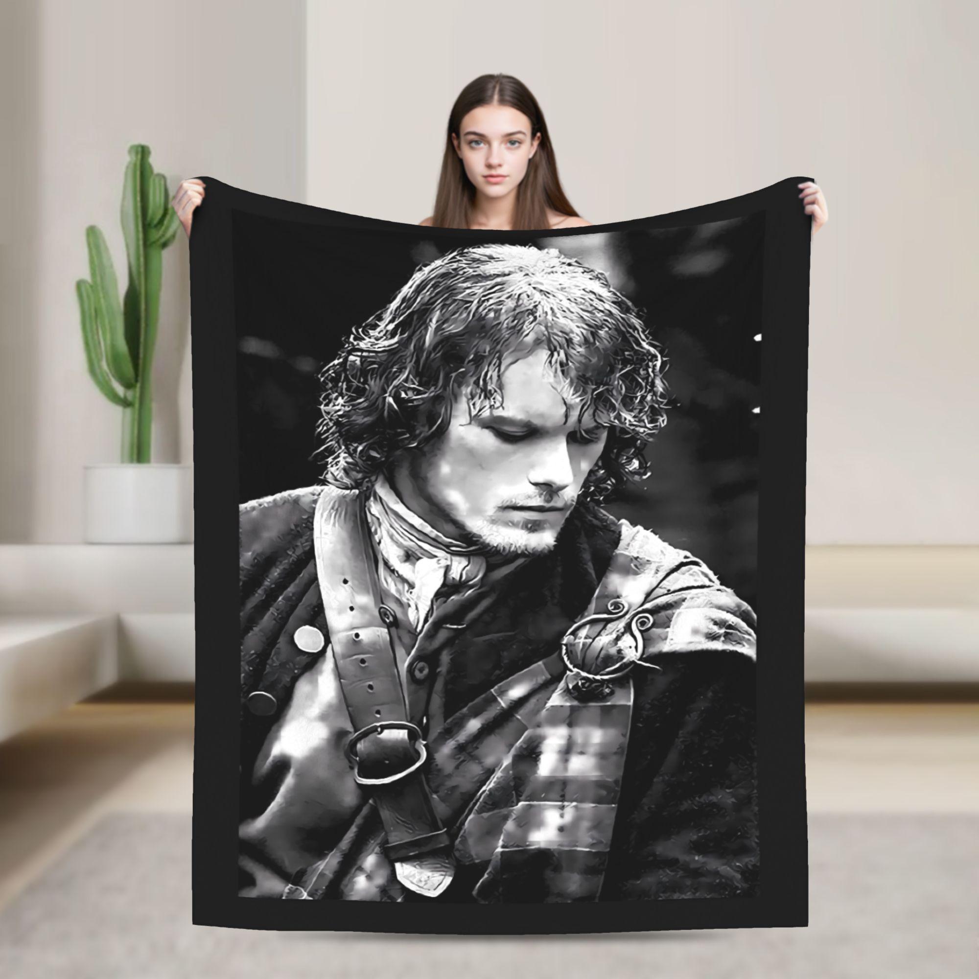Jessica Chen Unisex Jamie Fraser Outlander Blankets Television Soft Novelty Plush Throw Blanket For Outdoor Camping Flannel Bedspread Bed Cover