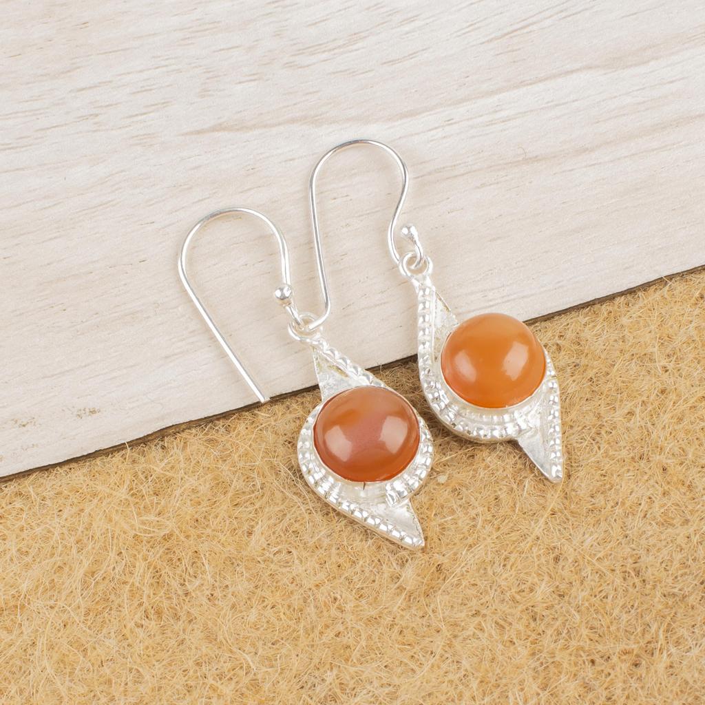 Carnelian 925 Solid Sterling Silver Earrings, Handmade Gemstone Earrings, Gifts For Friend  Bohemian Earrings For Love