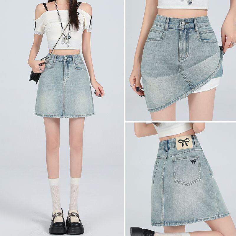 Women s High-Waisted Light Blue Denim A-Line Skirt - Summer 2026 Collection S [recommended 80-95 lbs] светло-синий