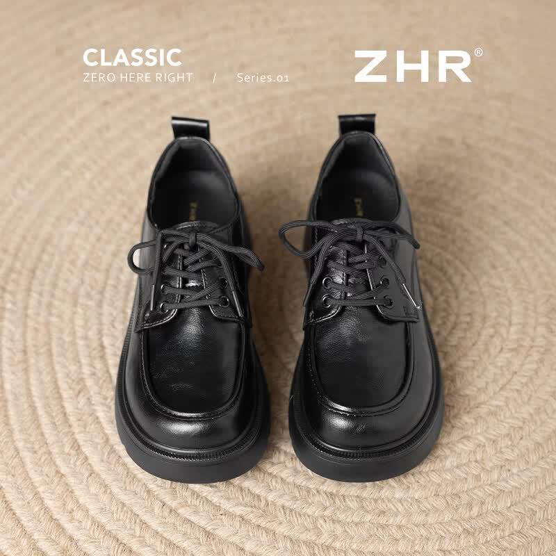 Damen Plateau Schnür-Loafer im Retro-Stil
