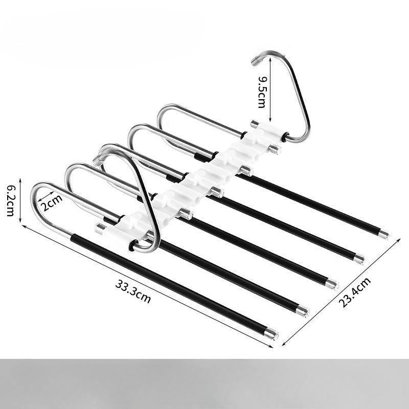 

5-слойная вешалка для брюк S-типа, экономящая место, нескользящий многофункциональный органайзер для одежды, подходит для шарфов, джинсов, полотенец 1pc чёрный