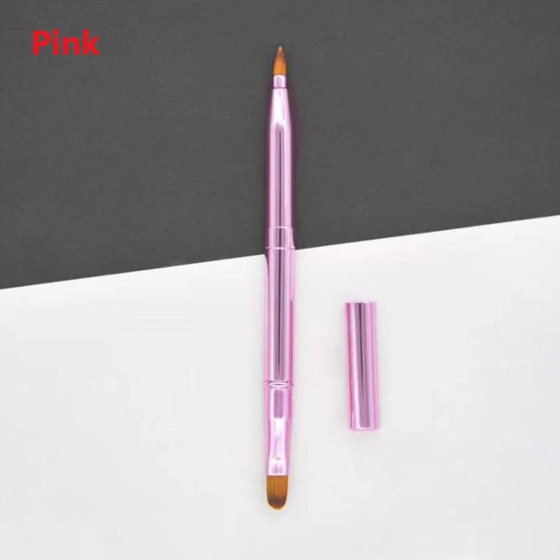 

1 Pc Retractable Makeup Lip Brush Portable Double-head Lipstick Brush Dual Use Lip Eyeshadow Brush Beauty Tools розовый