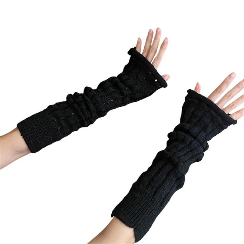 Womens Vintage Sleeve Winter Wrist Gloves Wrist Warmer Gloves Y2K Glove Fingerless Gloves for Halloween Party