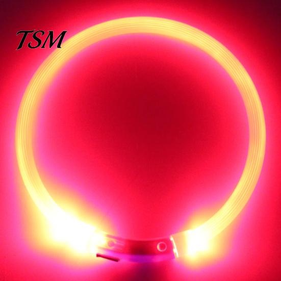 LED Dog Collar Rechargeable Luminous USB Charging Necklace Puppy Light Up for Outdoor Pet