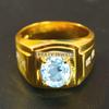 Aquamarine Oval Cut With 925 Sterling Silver Gold Plated Ring For Men's #A736 JL375659042889