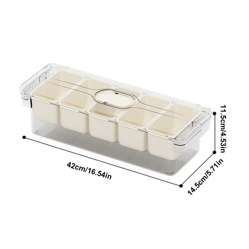 Condiment Containers Multifunctional Seasoning Containers 5 Compartments Reusable Kitchen Supplies Snack Organizer For Daily Use