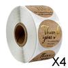 4x500Pieces Roll Thank You Packaging Sealing Stickers Kraft
