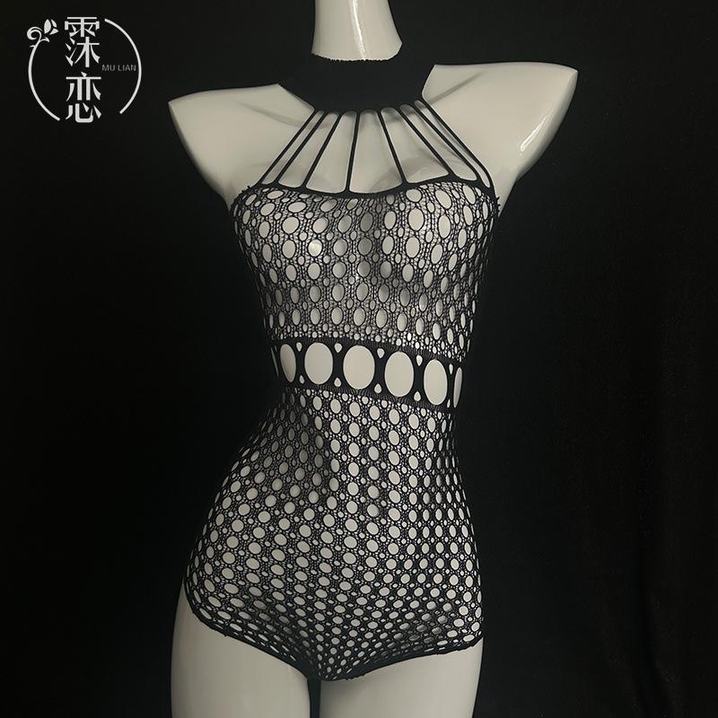Sexy Underwear Mesh Perspective One-piece Mesh Large Size Sexy Free Nightclub Neck Sex Uniform Flirting