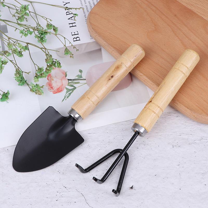 3 Adet/takım Mini Bahçe Alet Setleri Kürek Tırmık Kürek Bonsai Alet Seti Ahşap Saplı