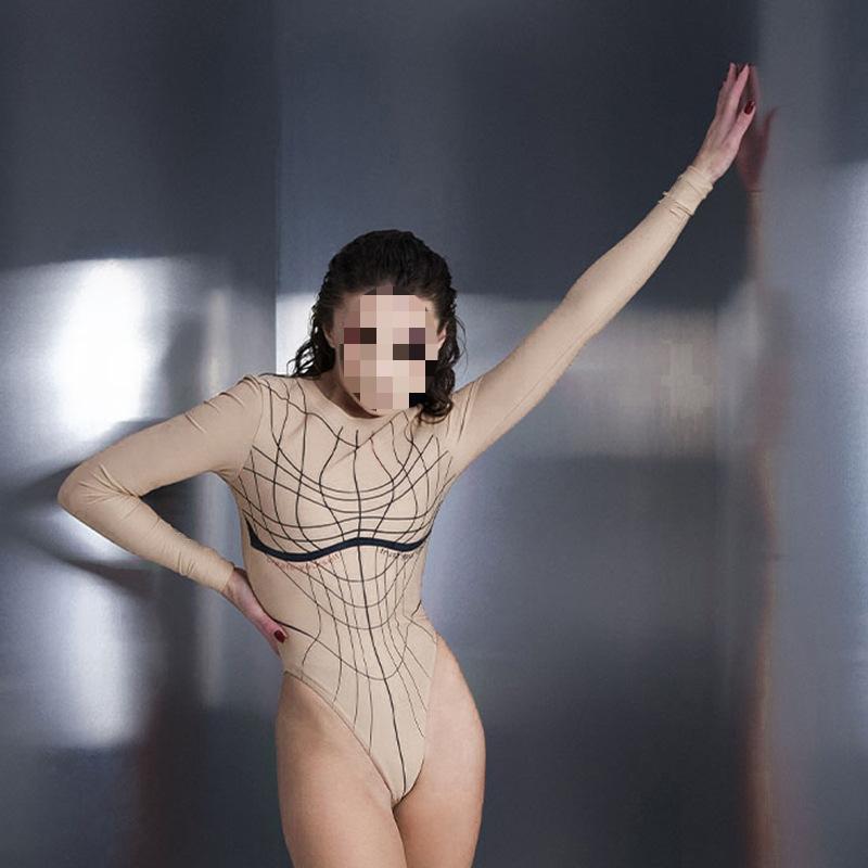 Європейський та американський транскордонний весняно-літній однотонний комбінезон з довгими рукавами та круглим вирізом у простому стилі