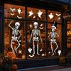 Long-lasting Color Glass Decal 3Pcs Halloween Skeleton Stickers, Waterproof PVC Window Clings, Static Decals, Rent-friendly Removable Stickers