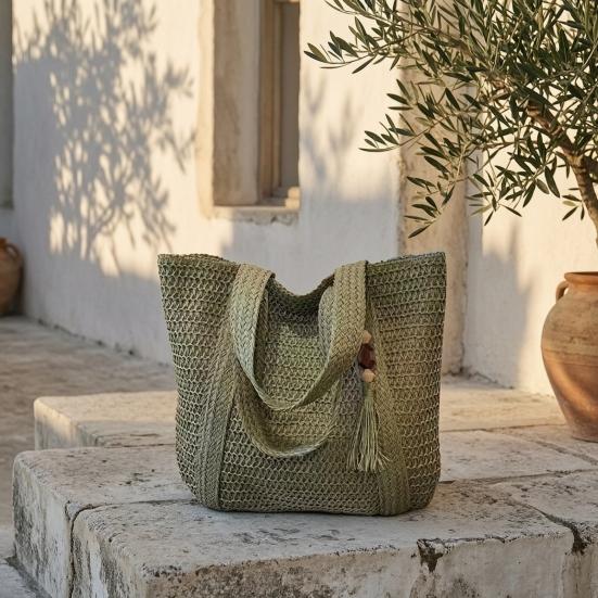 Woven Shoulder Bag, Large Capacity Tote Bag, Commuter Shoulder Bag, Summer Beach Tote, Lightweight Purse for Women Vacation Street Work