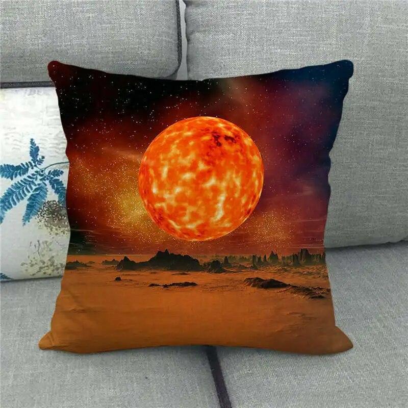 Exquisite Cosmic Pillowcase Colorful Planet  Perfect Gift Bedroom Living Room Sofa Boys  Square