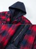 2026 Men's European & American Plaid Hooded Thick Cotton Coat - Celebrity Style Casual Autumn/Winter Jacket