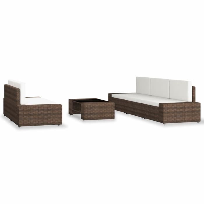 VidaXL Salon de jardin 6 pcs Résine tressée Marron