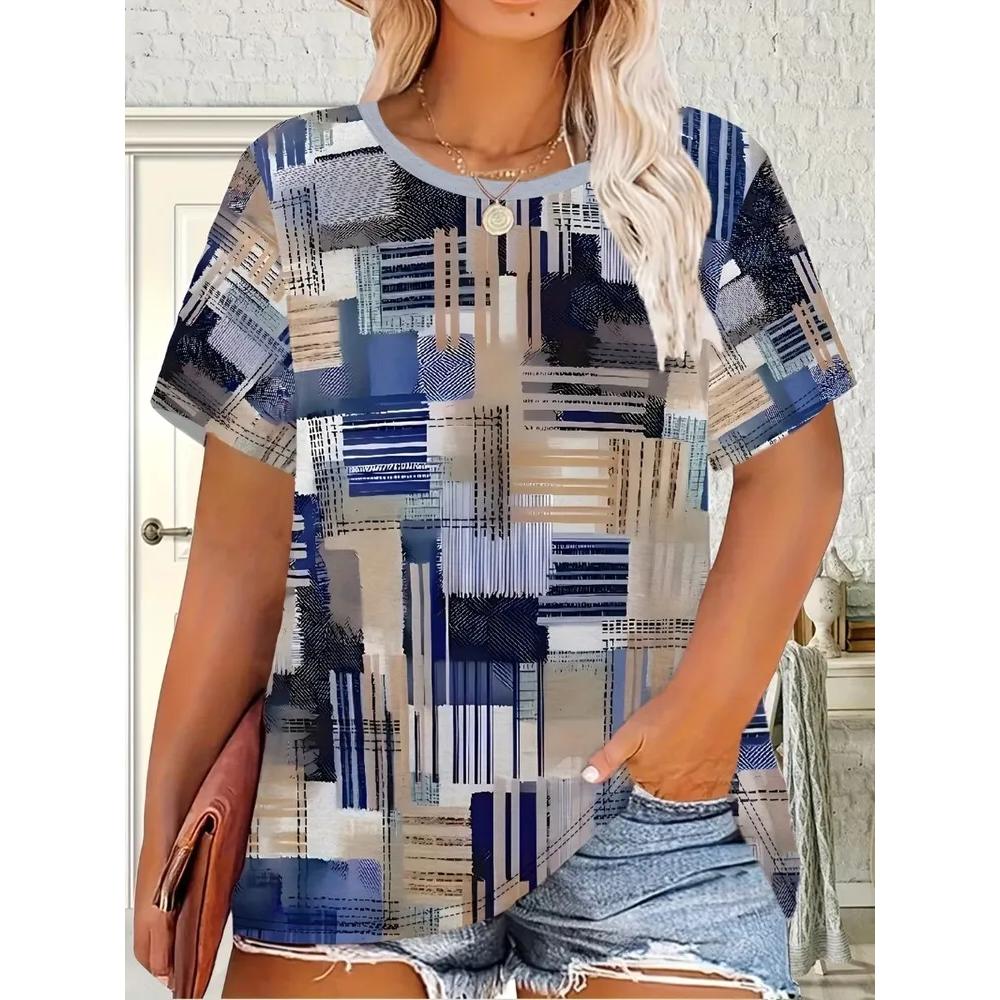 Fashion Versatile Women's Striped Top Casual Short Sleeve Comfortable Loose T-Shirts Women’s