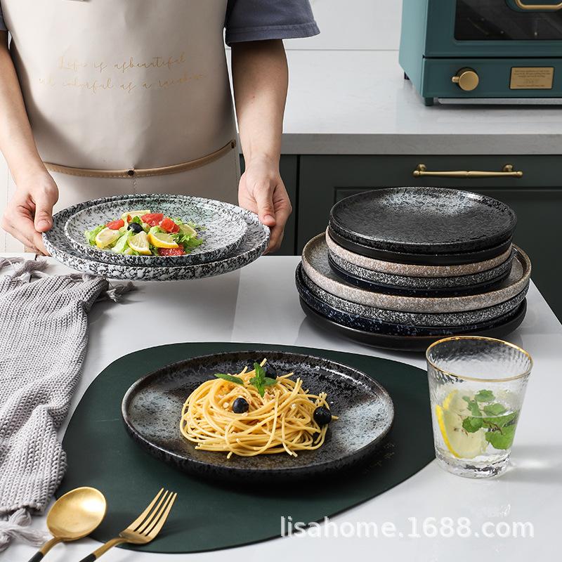 Internet Celebrity Creative Plate, Personalized Simple Ceramic Dinner Plate, Flat Plate, Home Breakfast, Western Steak Art Western Plate