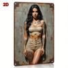 Vintage Tattoo Girl Metal Wall Art 8x12 Inch - Rustic Iron Decor Sign for Bar Cafe Bedroom Office - Retro Tattoo Inspired Room D