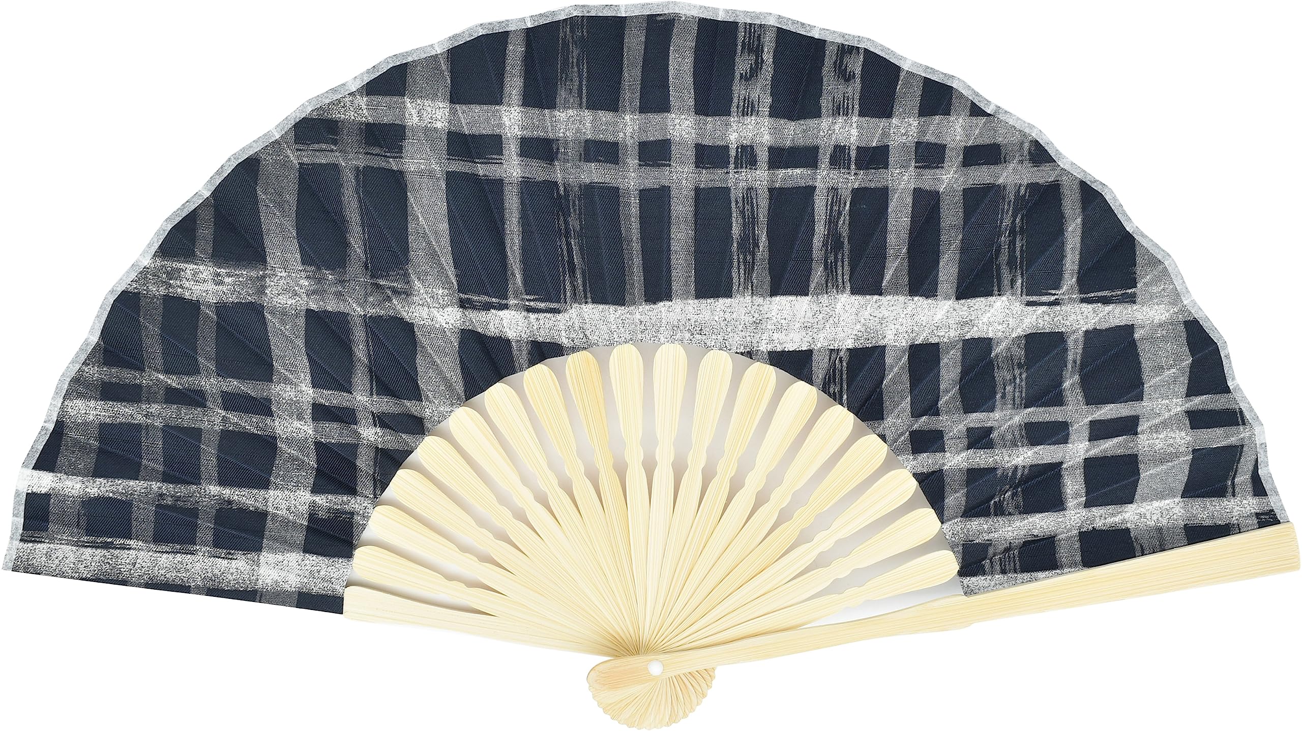 Onishi Kensei Seihan Fabric Folding Fan, 20cm, Lattice/Black,  Ripple  N18-A02