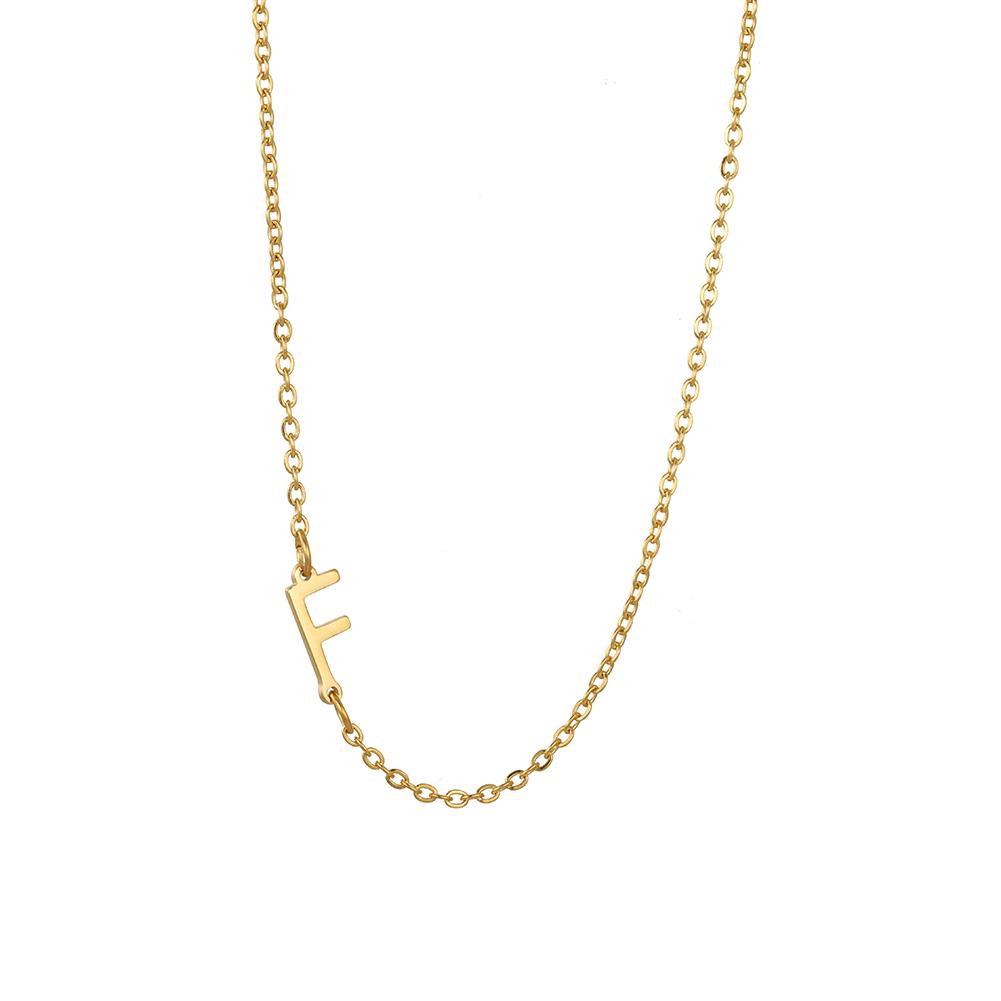 Cazador Sideways Tiny Letter Initial Necklaces A-Z Letters Necklace Stainless Steel Necklace For Women Gift Anniversary Jewelry