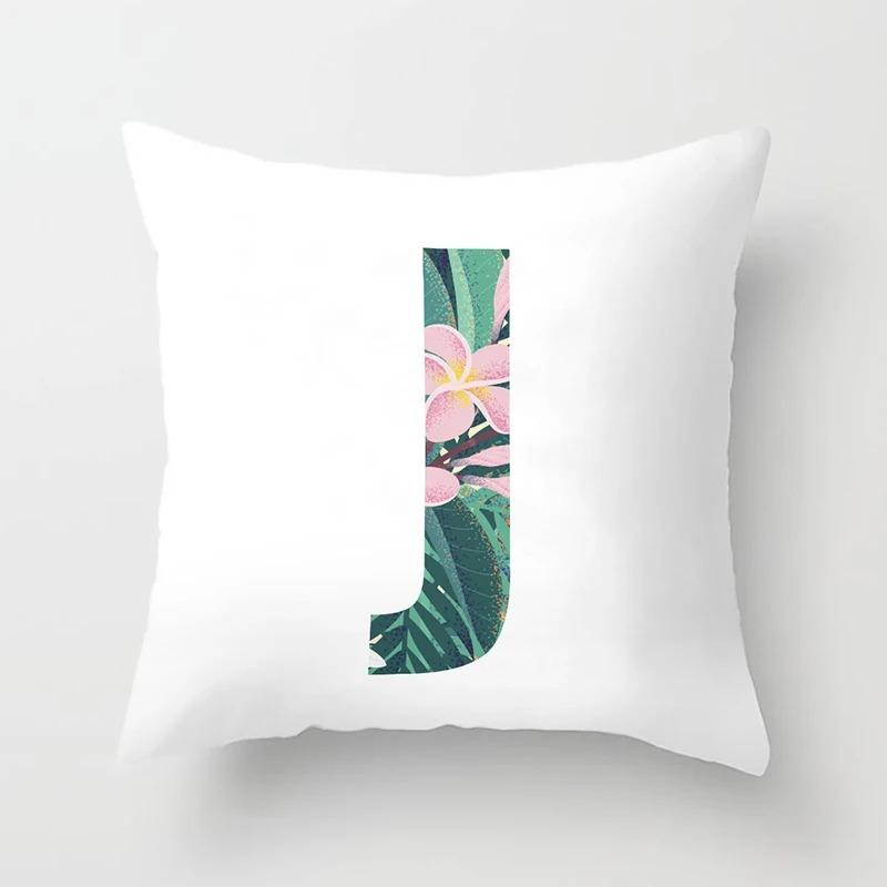 Luxury Home Pillowcase Square Office Decoration Cushion Cover Simple Floral English Letter Pattern Decoration