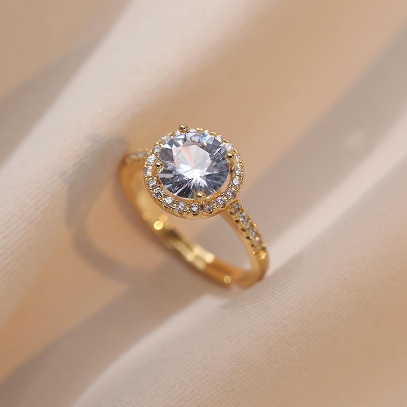 Women's Japanese & Korean Fashion Zircon Open Ring - Simple & Stylish Index Finger Ring