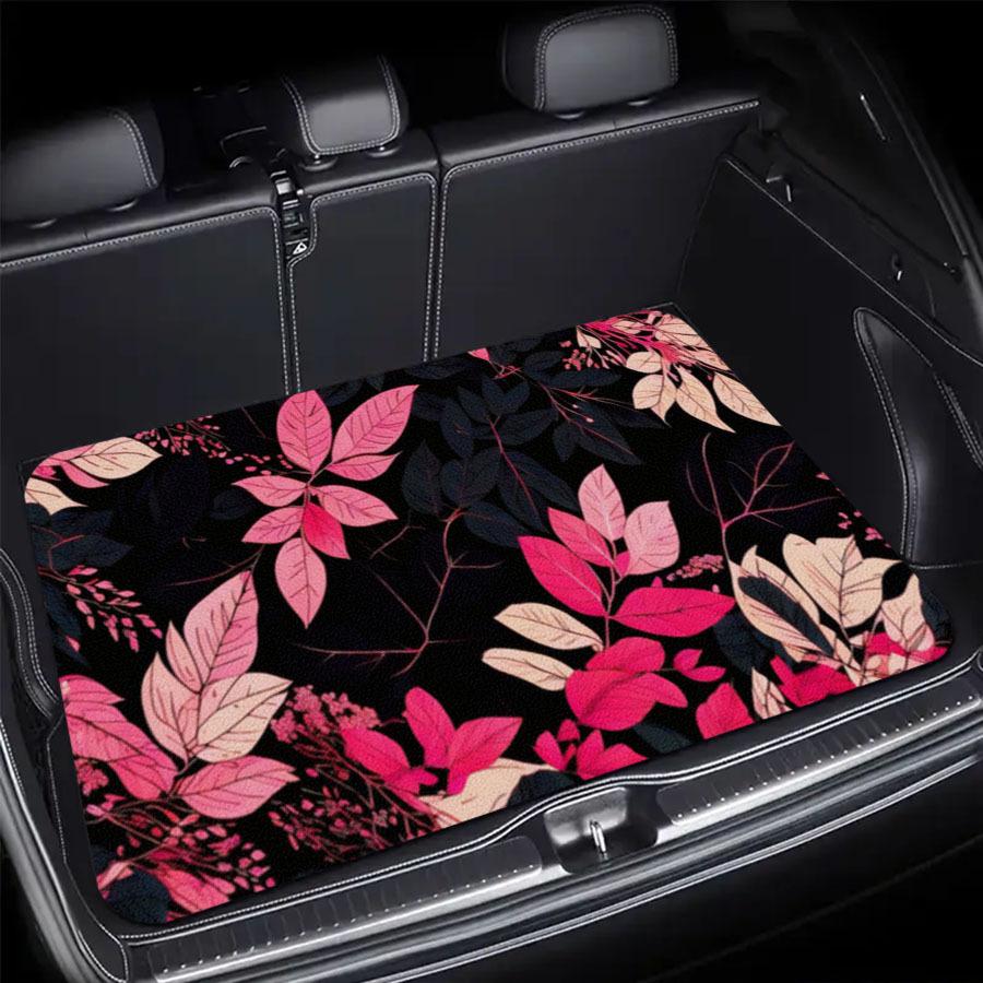 1pc Spring Summer Floral Print Individual Car Trunk Mat Interior Protection Cargo Liner Durable Polyester Floor Mat Safe