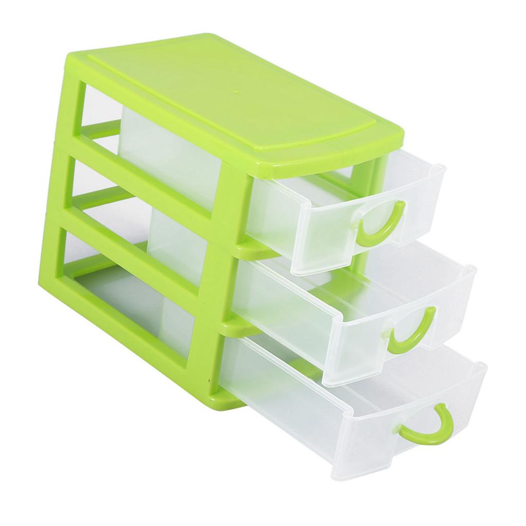 Drawer Organizer Jewelry Makeup Storage Box Plastic Container Case 3 Layers Green