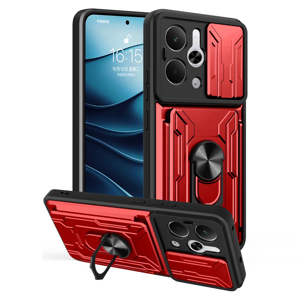 For Realme 14 5G Case PC+TPU Kickstand Phone Back Cover with Camera Slider